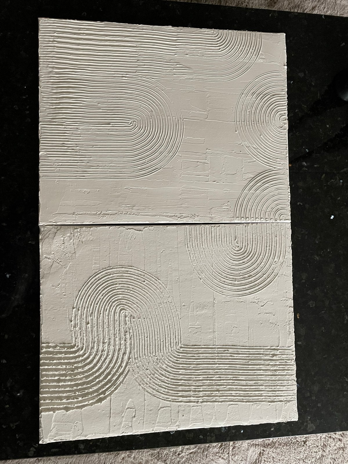 Set van 2 minimalistische schilderijen met textuur, Antiek en Kunst, Kunst | Schilderijen | Abstract, Ophalen of Verzenden