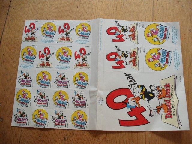 Donald Duck stickers stickervel 40 jaar strip reeks, Ophalen of Verzenden, Zo goed als nieuw, Strip of Tekenfilm
