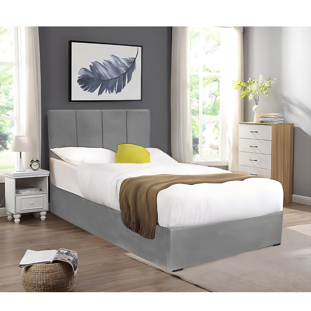 Dubai opbergbed 1-persoons - 90x200 - Lichtgrijs, Huis en Inrichting, Niet ingevuld, Niet ingevuld, Niet ingevuld
