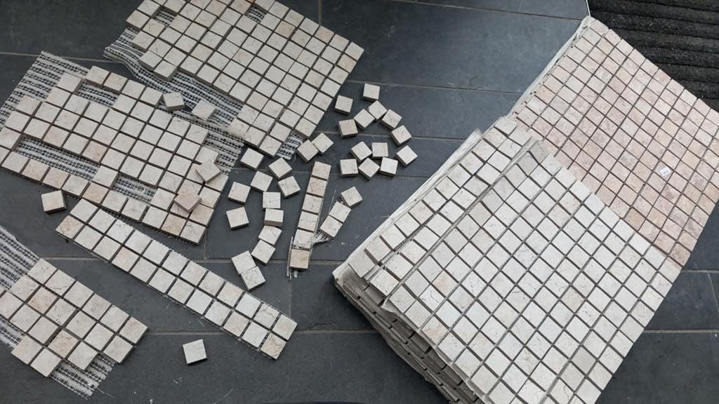 Mozaïeksteentjes / mozaïekmatjes crème en zandkleur, Ophalen, Nieuw, 20 tot 40 cm, Minder dan 5 m²