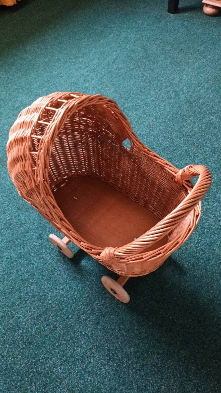 Rotan poppenwagen - Vintage rieten poppenwandelwagen, Ophalen, Gebruikt, Overige typen