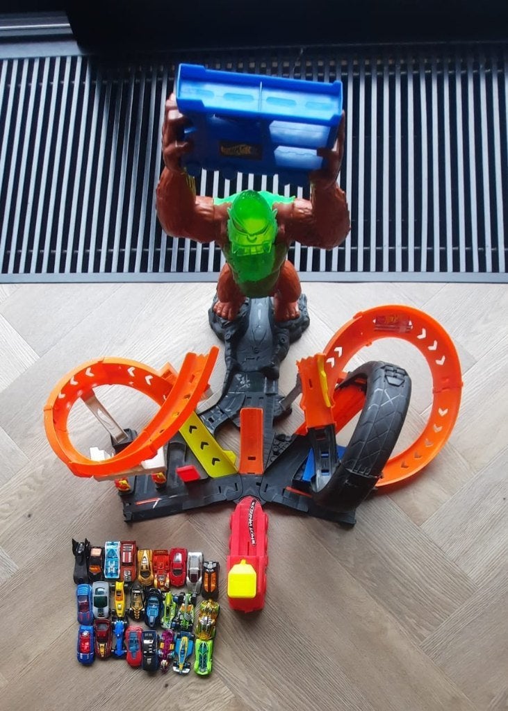 Hot Weels City slam Gorrila Spiral Crash, Ophalen, Racebaan, Zo goed als nieuw, Hot Wheels
