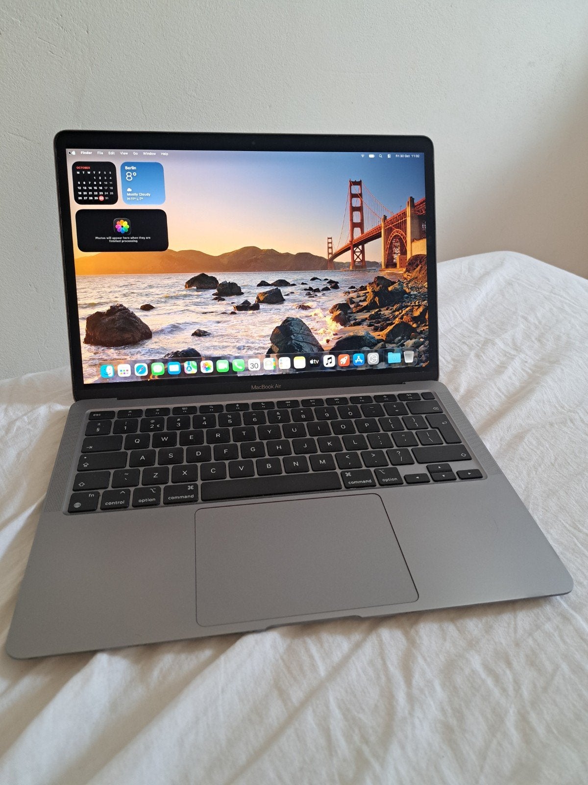 macbook air m1 8gb ram 256gb ssd met doos en lader, Ophalen, 256 GB, Qwerty, 8 GB