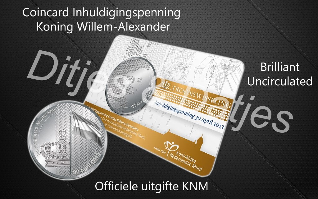 Inhuldigingspenning in coincard KNM troonwisseling, Ophalen of Verzenden, Overige materialen