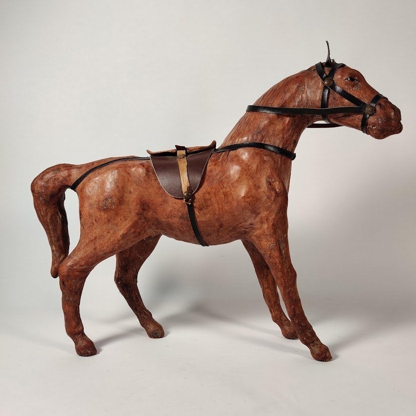 Paard in leder..Hand vervaardigd lederen paard speelgoed, Ophalen of Verzenden