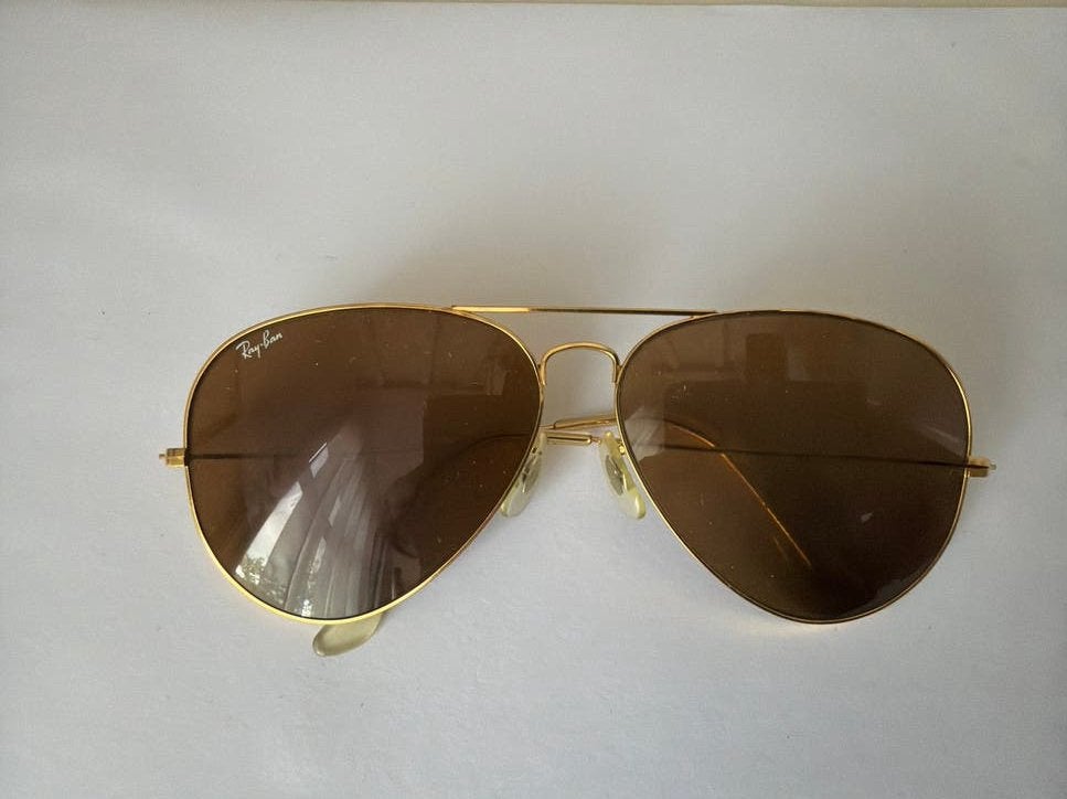 Vintage Ray-Ban Aviator Piloten Zonnebril Goudkleurig, Gebruikt, Zonnebril, Overige kleuren, Ophalen of Verzenden