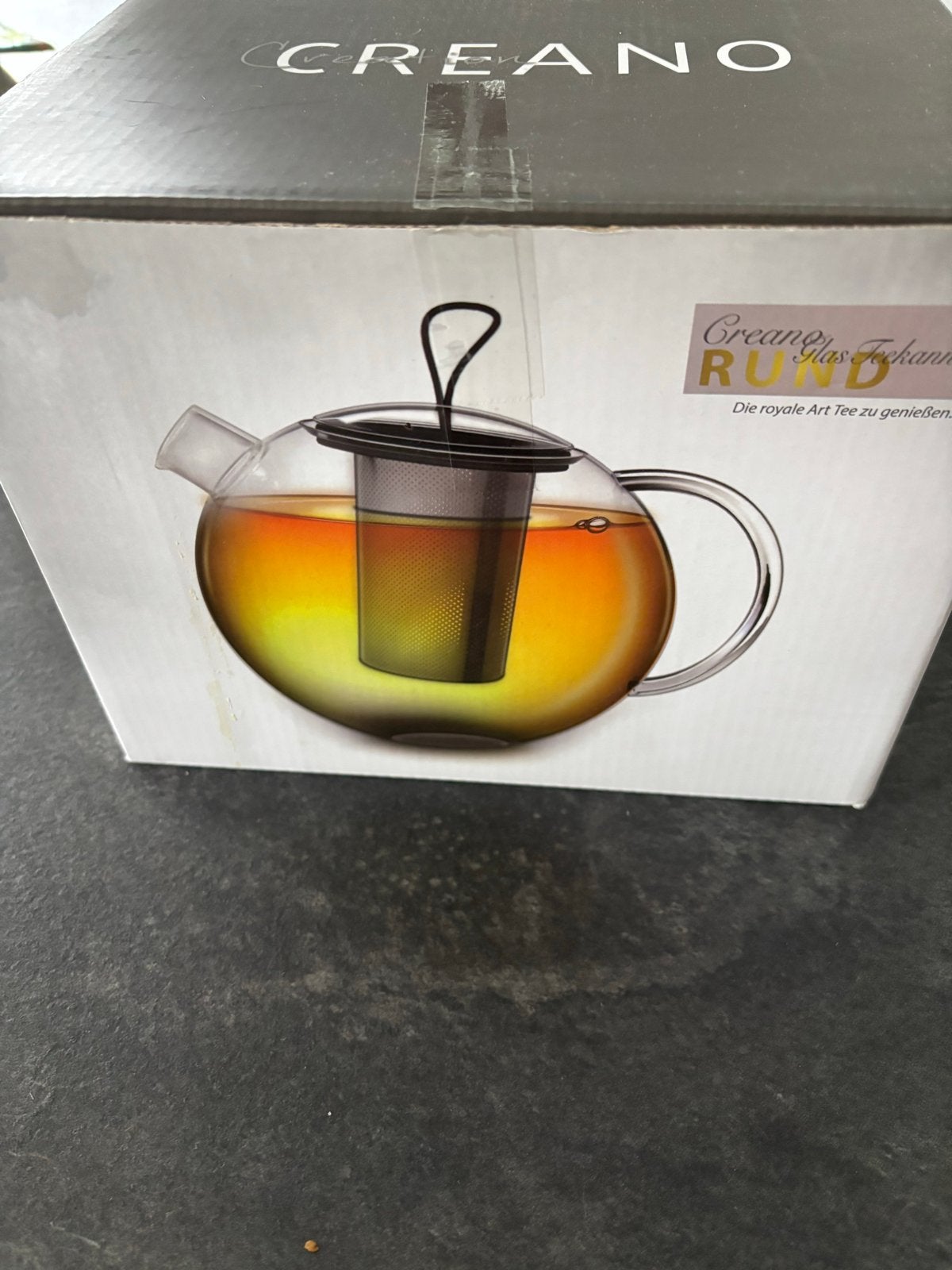 Creano Glazen Theepot met RVS Zeef - Rond, Huis en Inrichting, Theepot/fluitketel, Glas, Nieuw, Ophalen of Verzenden