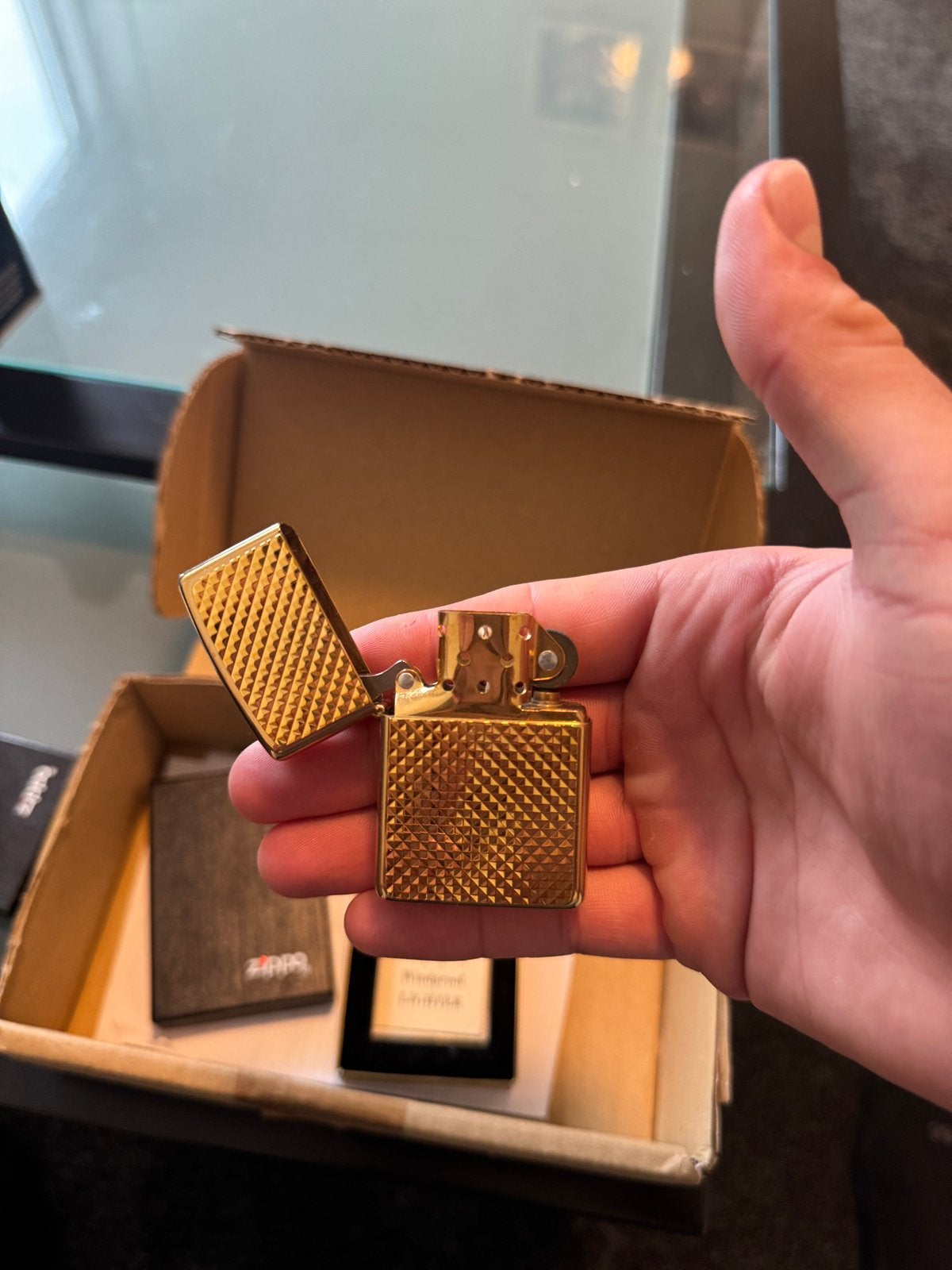 Gouden zippo, Ophalen of Verzenden, Zo goed als nieuw
