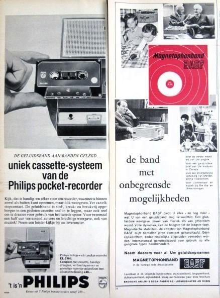 5 vintage reclames cassettes 1962-67 banden cassette tapes, Ophalen of Verzenden, Gebruikt, Overige typen