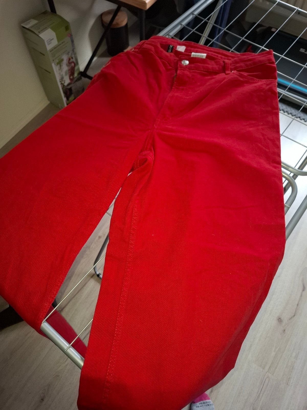 Rode jeans. maat 50. Divided, Kleding | Dames, Grote Maten, Ophalen of Verzenden, Zo goed als nieuw, Rood, Broek of Spijkerbroek