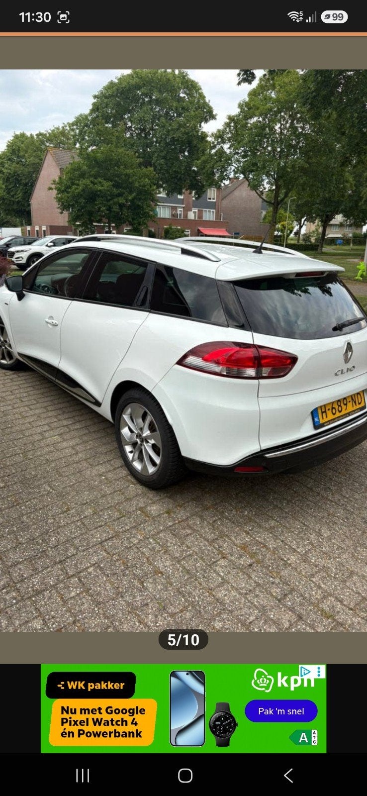 Renault Clio 1.2 54KW Estate 2015 Wit 159000 kmstand, Auto's, Renault, Voorwielaandrijving, Handgeschakeld, 570 kg, Geïmporteerd