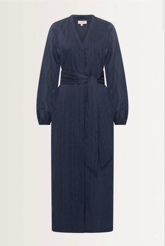 Donkerblauwe jurk met ceintuur van Claudia streter/maat-46, Blauw, Maat 46/48 (XL) of groter, Nieuw, Ophalen of Verzenden