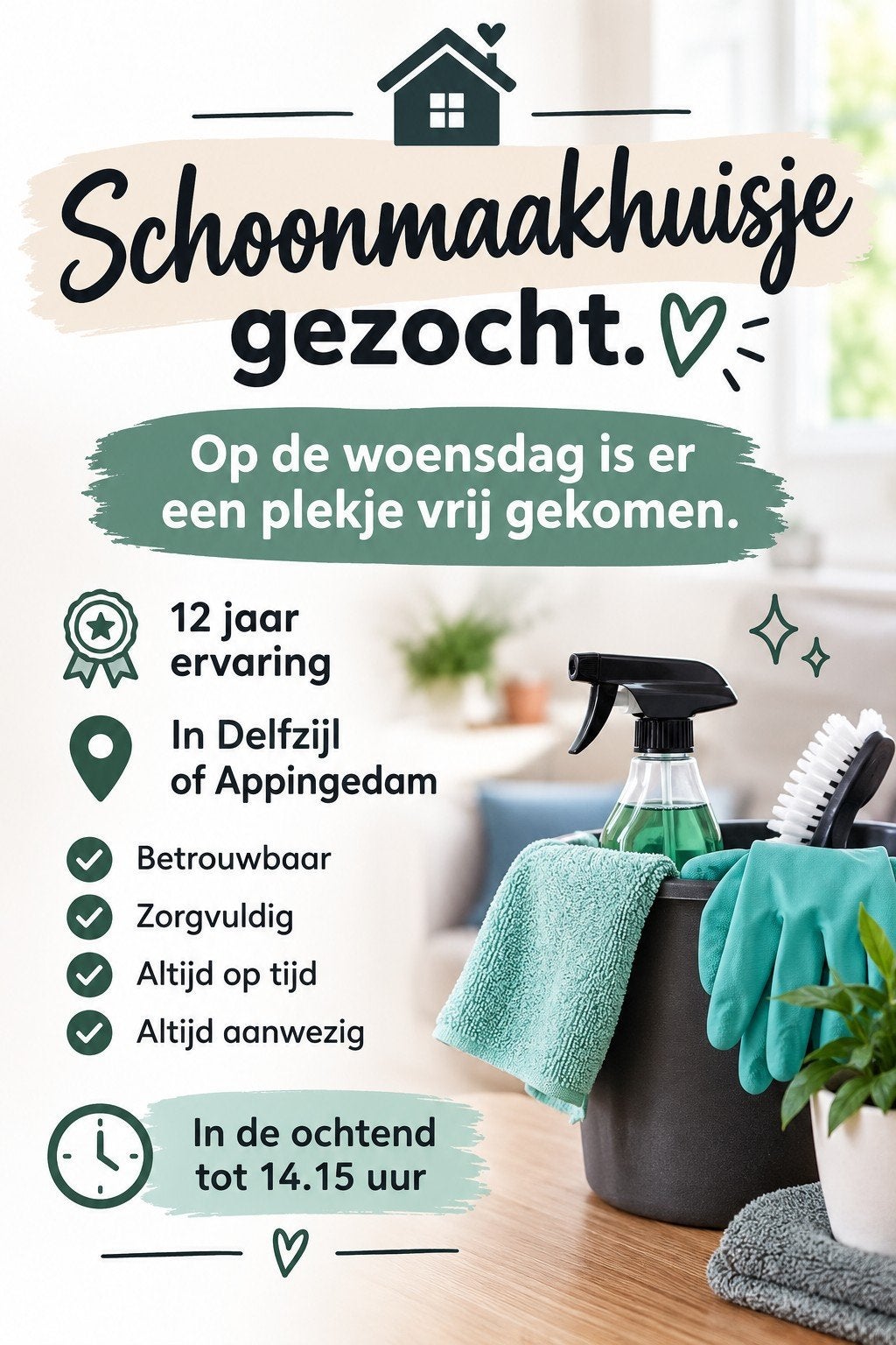 Schoonmaak huisje gezocht., Overige niveaus, Overige vormen