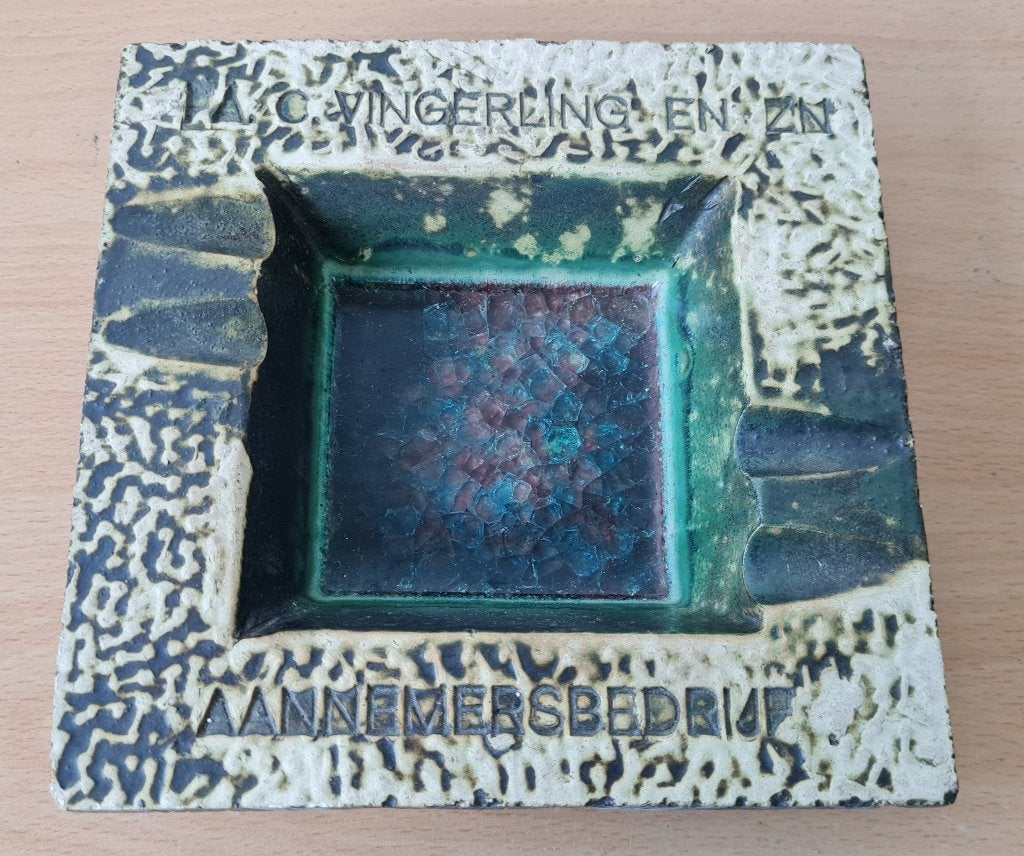 Berkenbast Asbak - AGU Reuver - jaren 50/60, Gebruikt, Ophalen of Verzenden, Nvt, Asbak