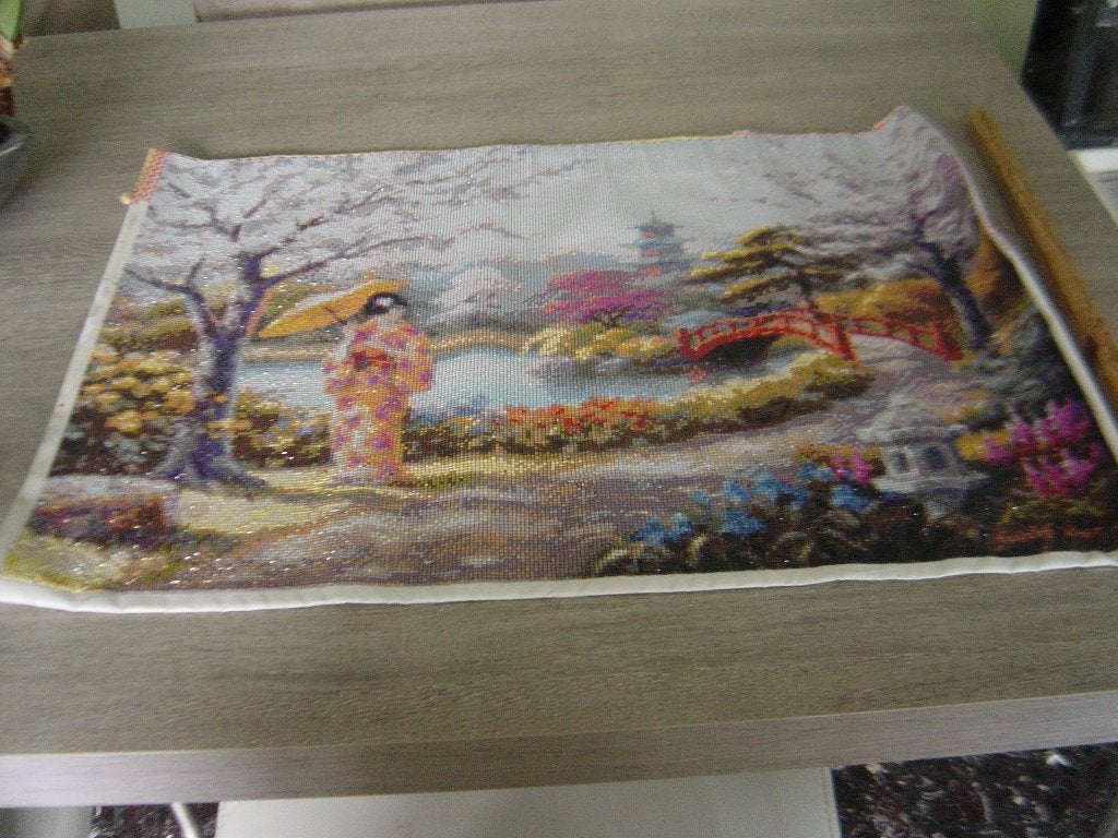 Diamond painting schilderij geisha, Ophalen of Verzenden, Zo goed als nieuw, Overige materialen, Knutselwerk