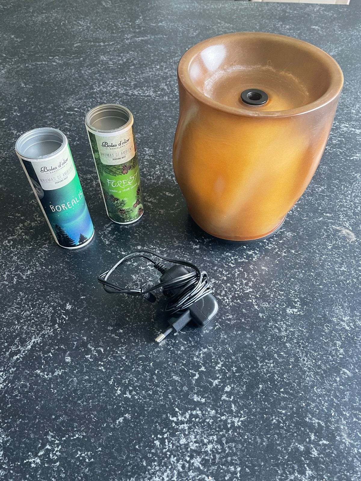 Aromadiffuser met 2 geurmist navullingen, Huis en Inrichting, Woonaccessoires | Overige, Ophalen, Zo goed als nieuw, Modern, Glas