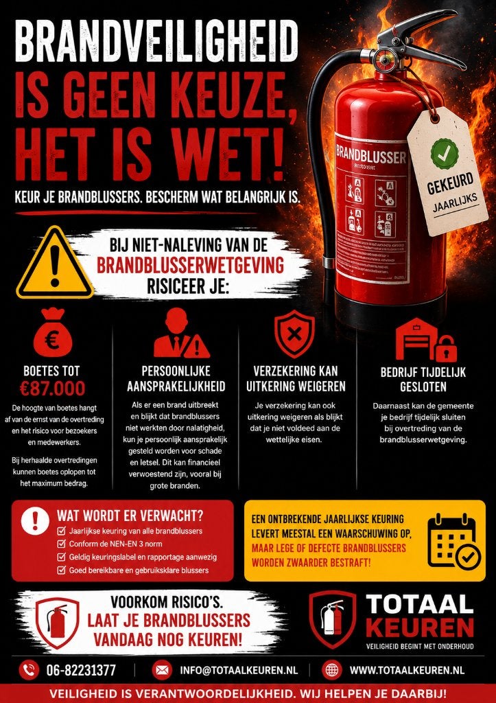 Brandblusser keuring nodig? Totaalkeuren, Huis en Inrichting, Brandblussers en Brandkasten, Ophalen, Zo goed als nieuw, Brandblusser