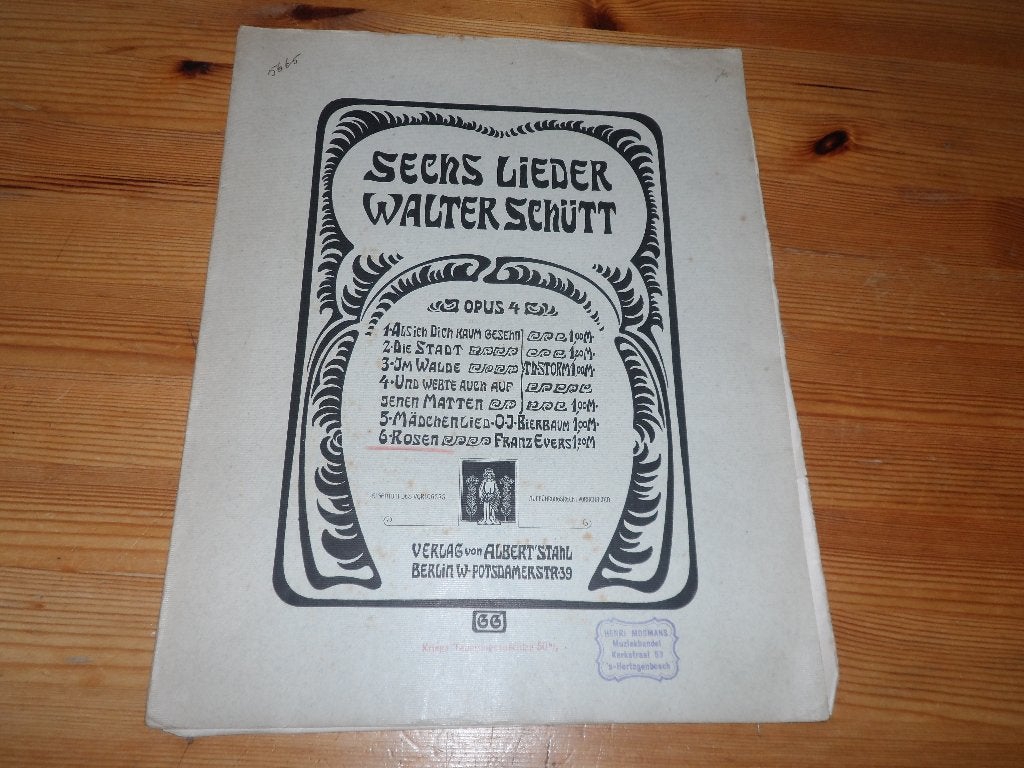 Walter schutt - rosen op.4 N.6, Muziek en Instrumenten, Zang, Gebruikt, Klassiek, Ophalen of Verzenden