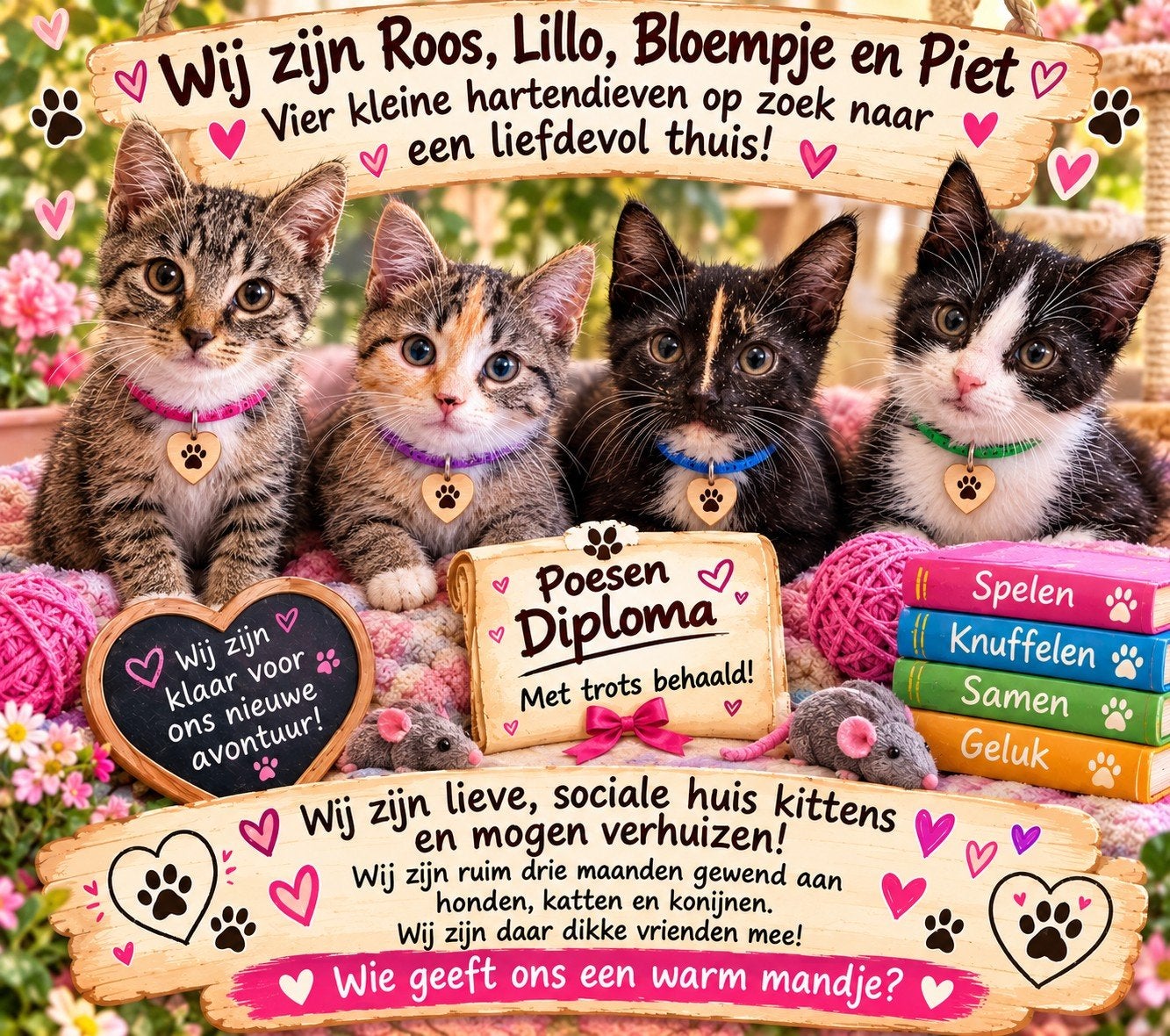 wij mogen verhuizen van ons mamas 4 lieve kittens, Dieren en Toebehoren, Meerdere dieren