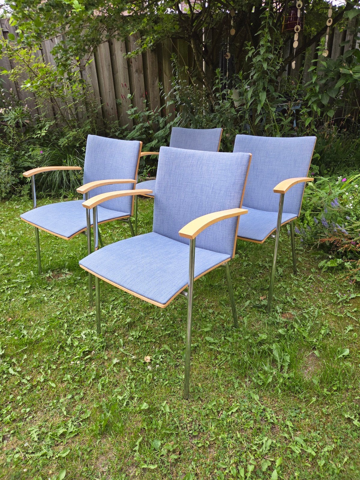 4x Vintage design Lammhults möbel stoelen made in Zweden, Ophalen, Blauw, Eén