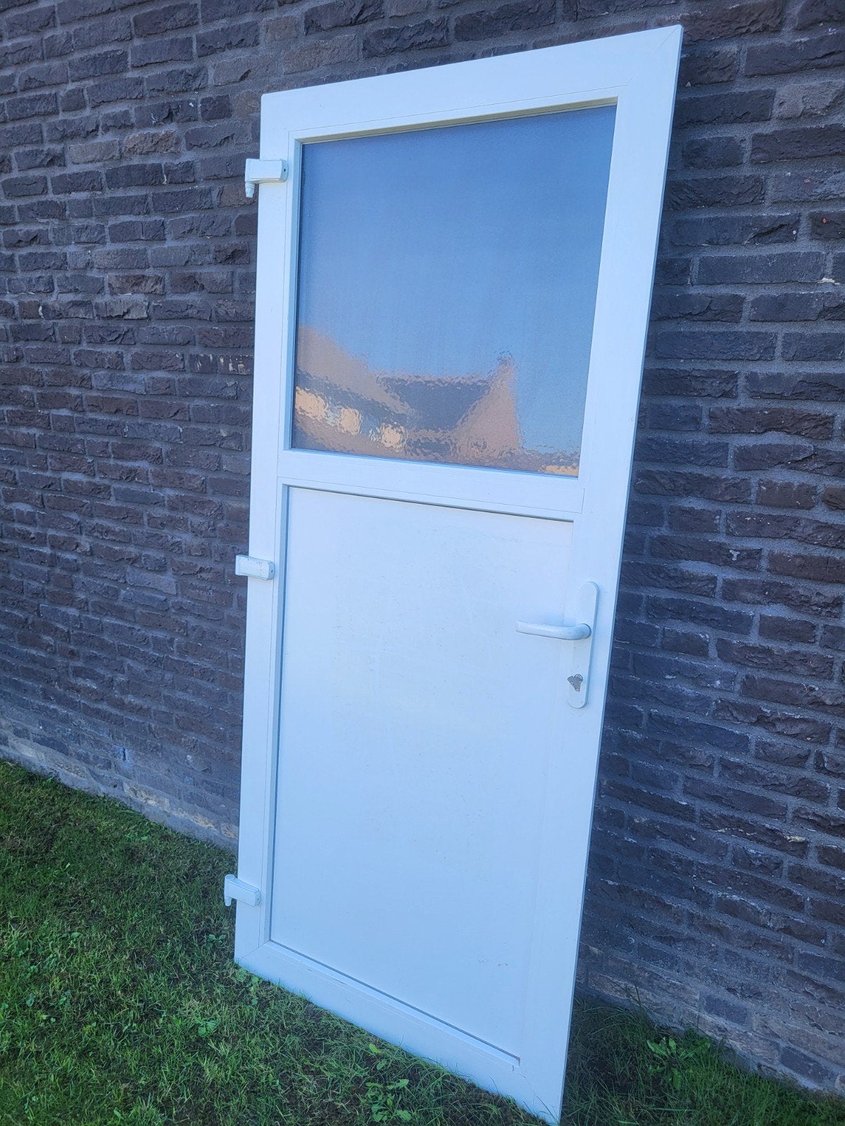 kunststof deur zonder kozijn afmetingen 201.5 x 85, Ophalen, Gebruikt, Buitendeur, Glas