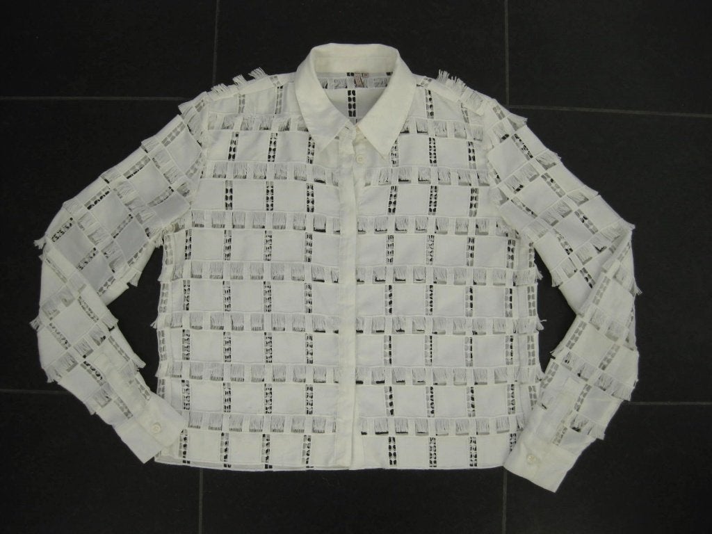 Supertrash off-white blouse, opengewerkt met franje, 36, Supertrash, Wit, Ophalen of Verzenden, Zo goed als nieuw