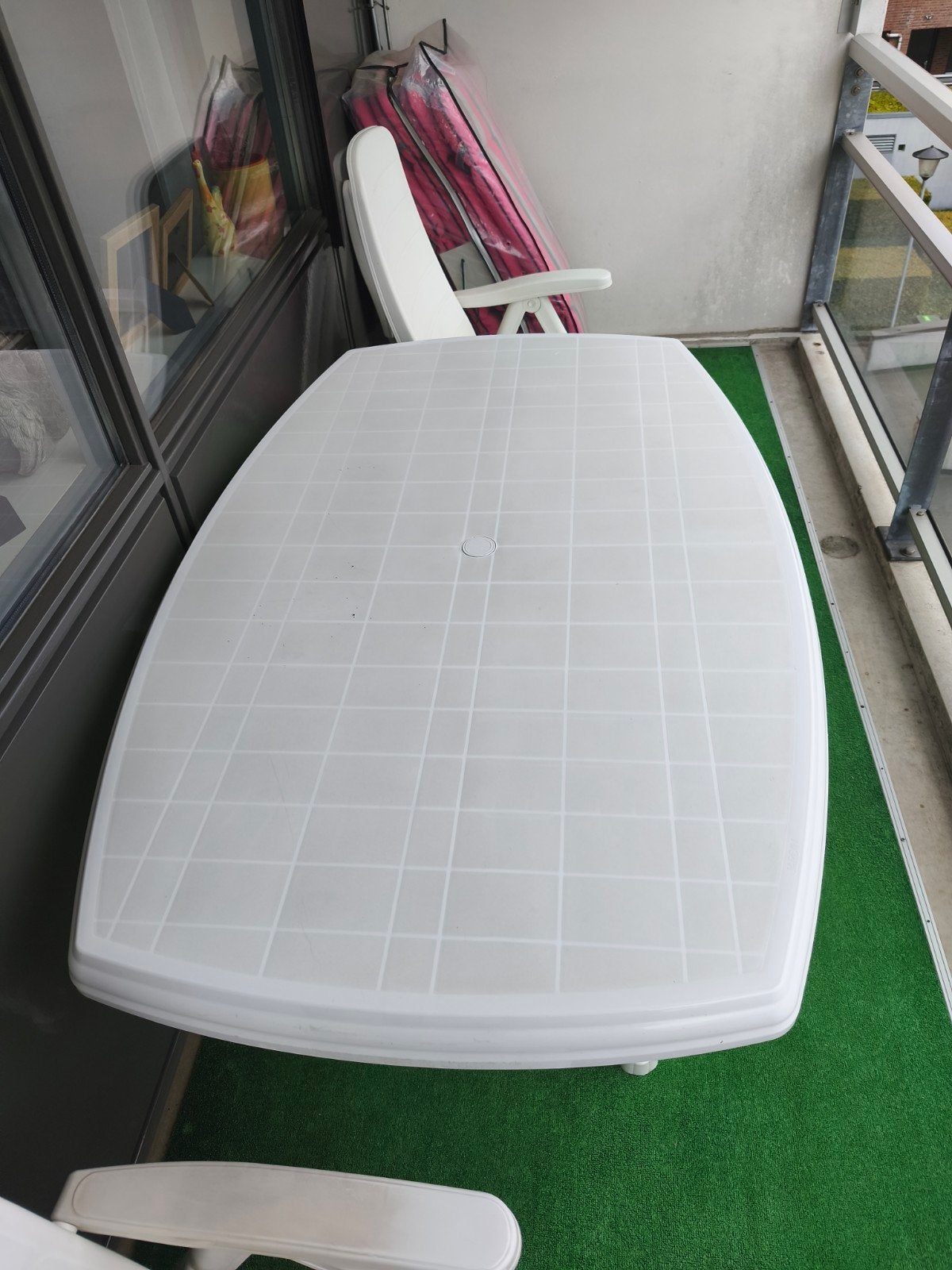 Degelijke kunststof tuinset met 4 verstelbare stoelen, Ophalen, 4 zitplaatsen, Kunststof, Gebruikt