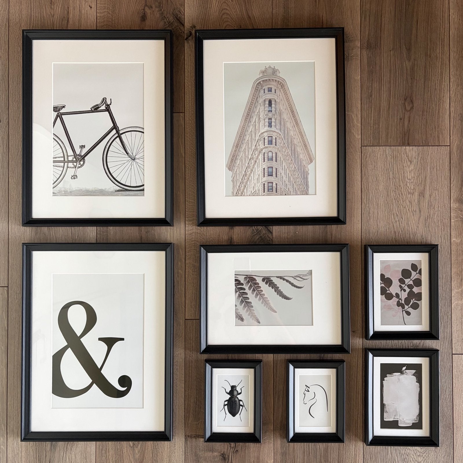 IKEA KNOPPÄNG - Set van 8 zwarte fotolijsten, Ophalen, Zo goed als nieuw, Fotolijst, Hout