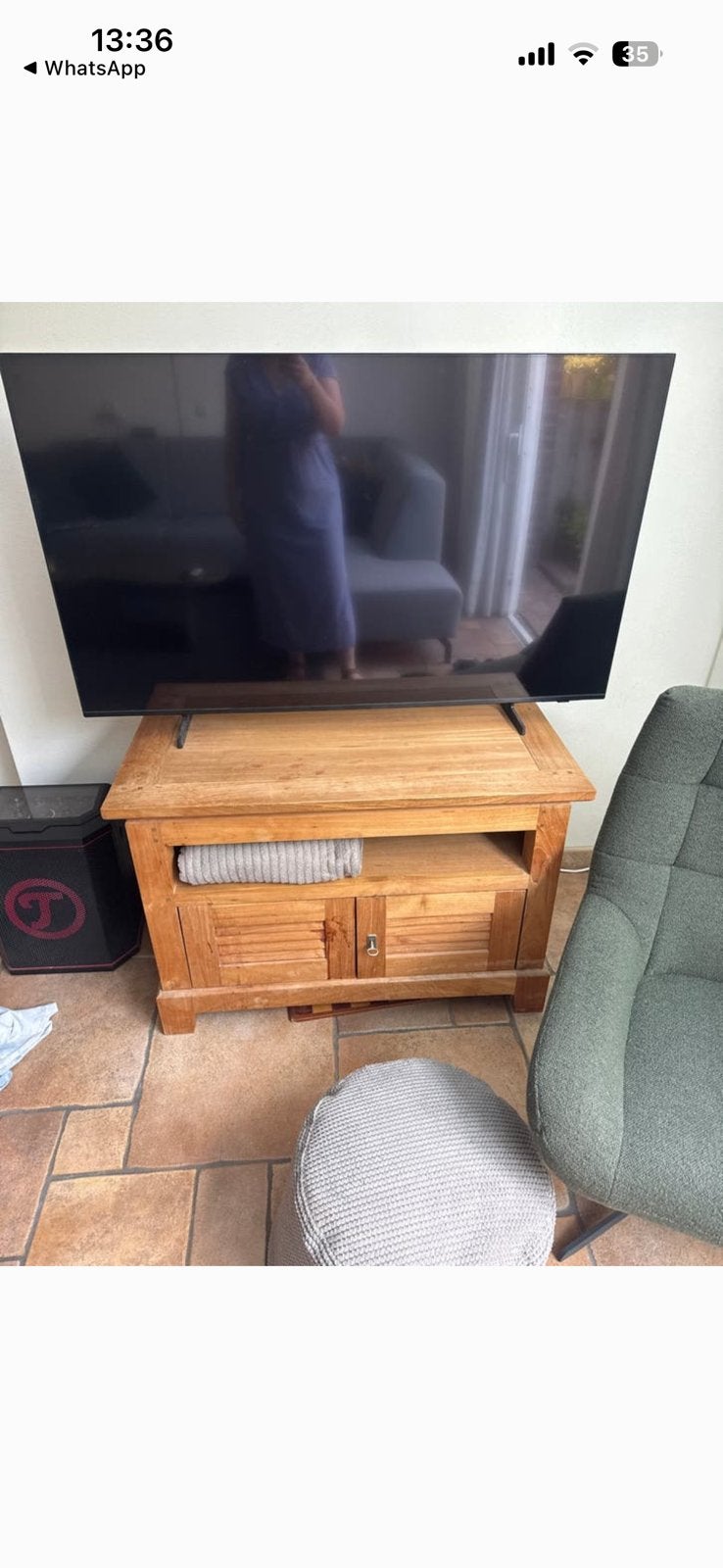 Tv-meubel van teakhout (t.e.a.b.), Ophalen, 25 tot 50 cm, Teakhout, Minder dan 100 cm