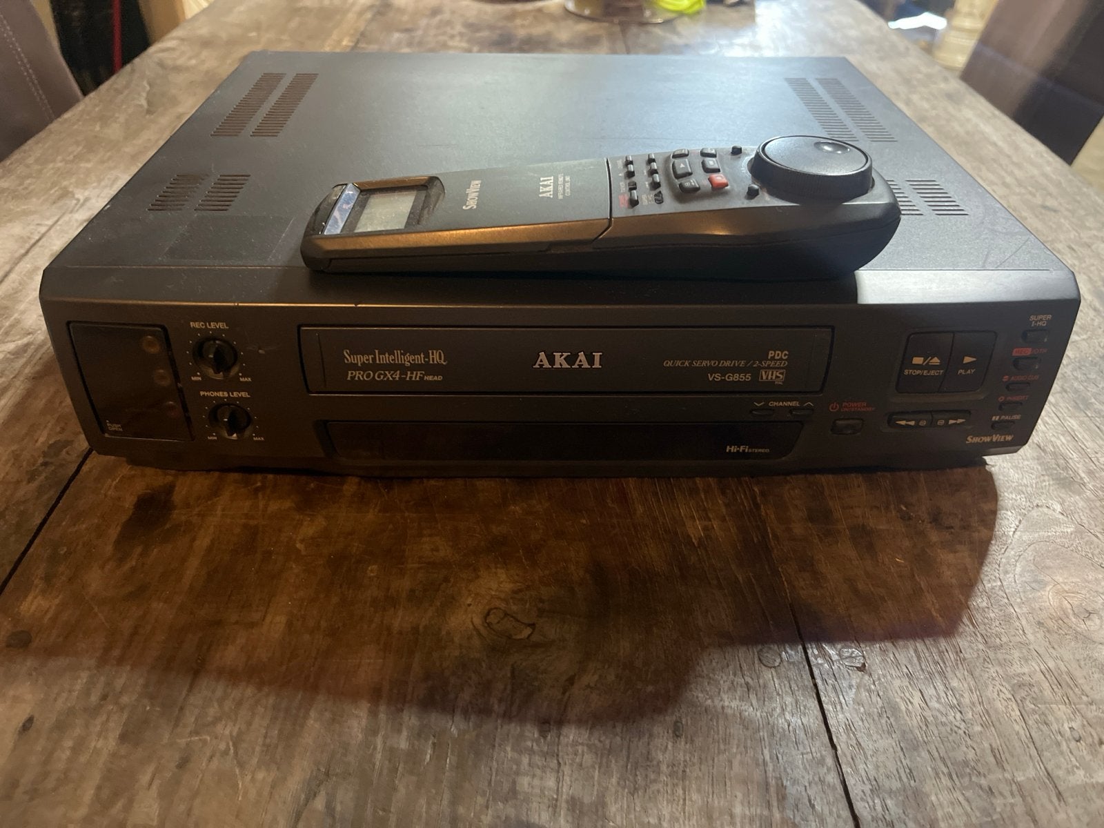 AKAI VS-G855 VHS-speler met afstandsbediening, Ophalen of Verzenden, Gebruikt, VHS-speler of -recorder