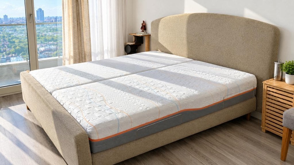 Luxury Electrically Adjustable Double Bed with Mattresses, Huis en Inrichting, Ophalen, Adjustable bed, Beige, Tweepersoons