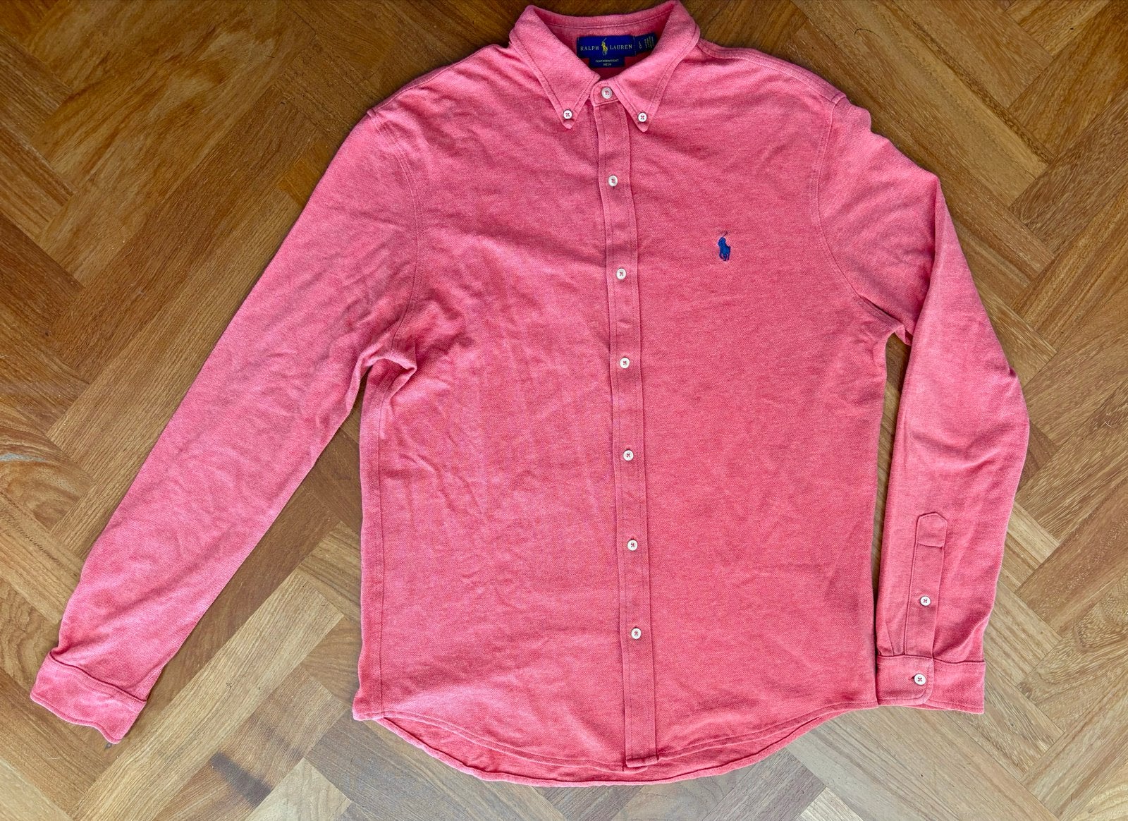Ralph Lauren Featherweight Mesh Shirt L - Roze, Ophalen of Verzenden, Zo goed als nieuw, Roze, Halswijdte 41/42 (L)