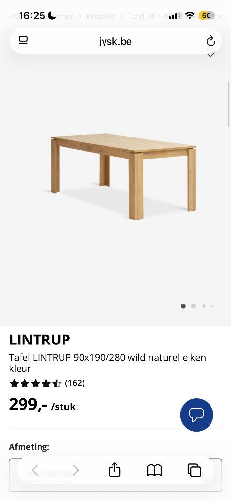Foto 10 van NIEUW: uitschuifbare eettafel 190/280 cm