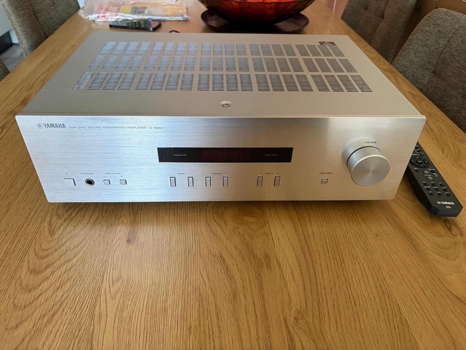 Yamaha A-S201 Zilver Stereo Versterker, Yamaha, Ophalen of Verzenden, Zo goed als nieuw, 60 tot 120 watt