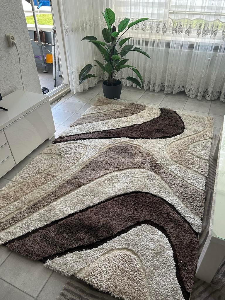 Modern Tapijt met Abstract Patroon - Bruin/Beige, Huis en Inrichting, Stoffering | Tapijten en Kleden, Zo goed als nieuw, 150 tot 200 cm