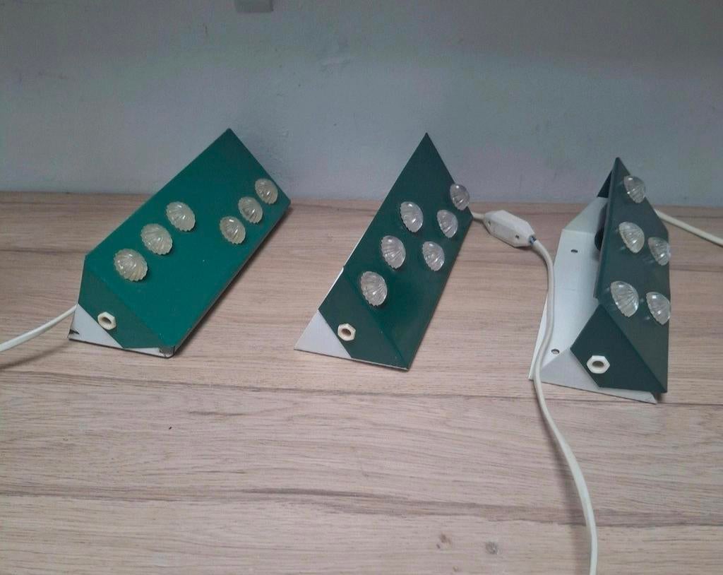 3 groene vintage Herda bedlampjes., Ophalen of Verzenden, Groen, Overige materialen