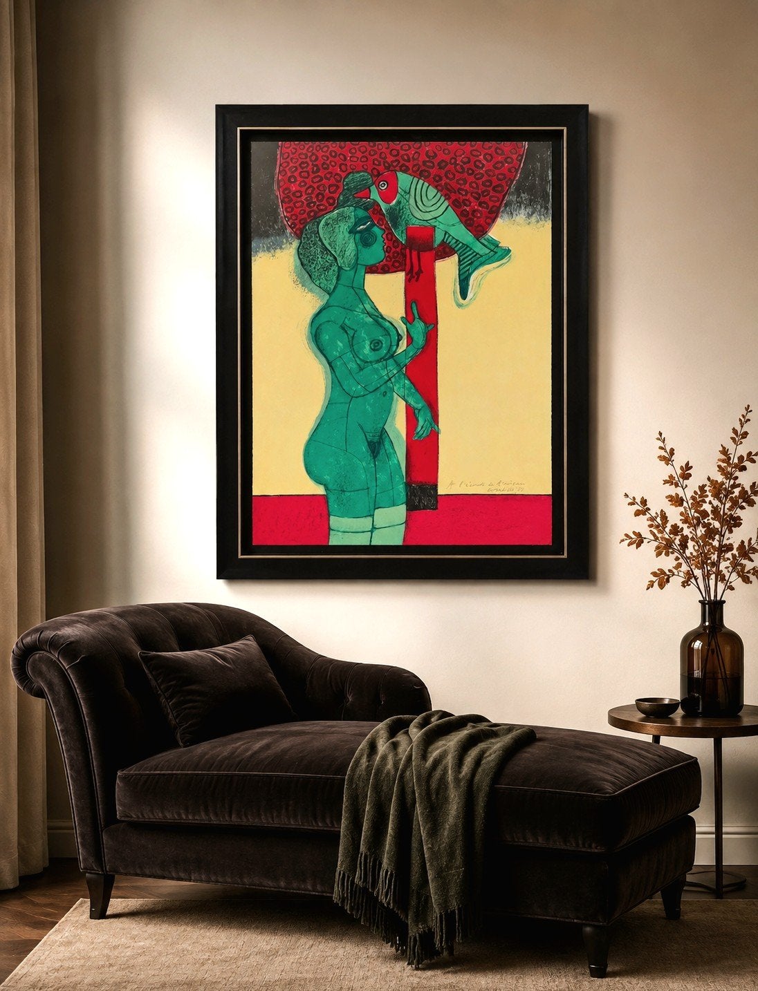 Corneille - A l'écoute de l'oiseau -EA  litho 1982, Portret of Personen, Expressionistisch, Ophalen of Verzenden, Papier