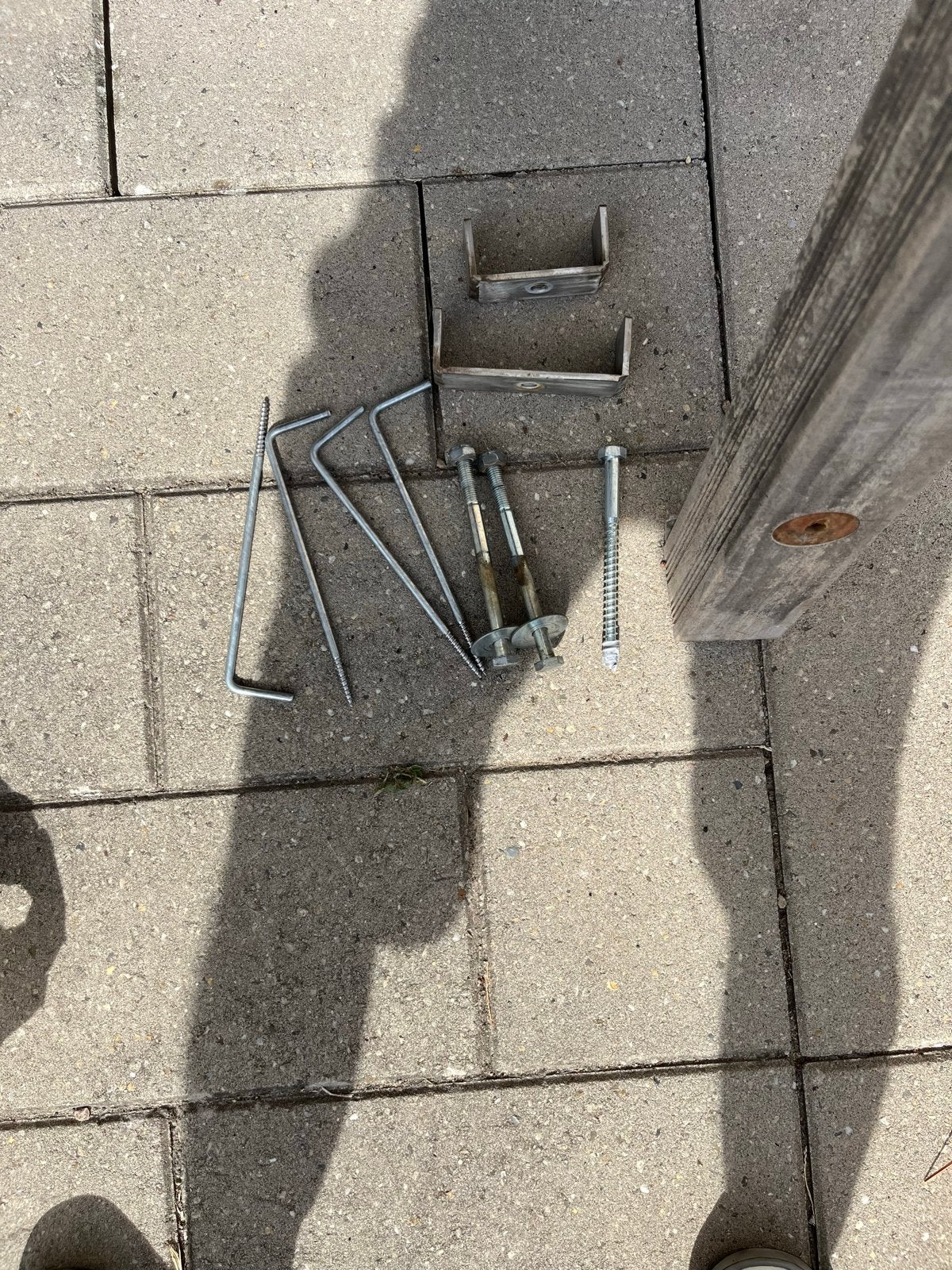Schaduwdoek paal voor balkon 200x10x10 met bevestiging, Ophalen, Gebruikt