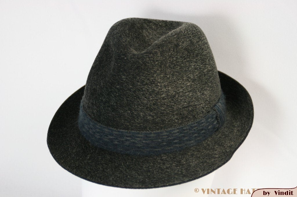 Vintage Gleufhoed Canda donker grijs haarvilt 54 = XS, Hoed, Ophalen of Verzenden, 57 cm (M, 7⅛ inch) of minder, Gedragen