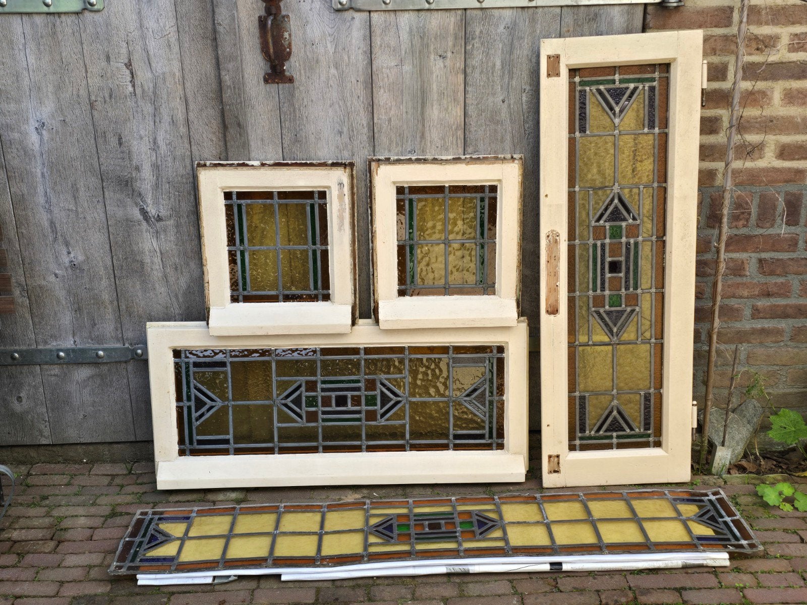 Prachtig Glas in Lood Raamwerk - Diverse Maten, Ophalen, Gebruikt, Gevelraam of Ruit, Glas in lood