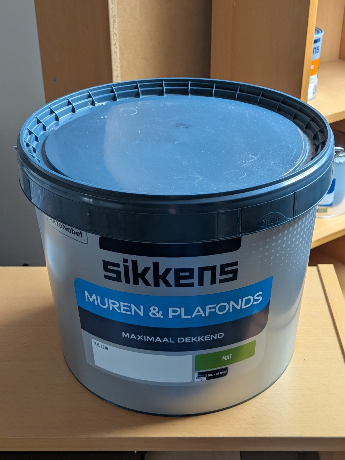 Onaangebroken Sikkens Muurverf Mat ral 9010 10 Liter, 10 tot 15 liter, Ophalen, Nieuw, Wit