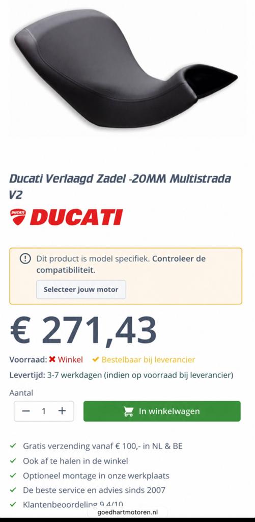 Ducati Multistrada 1200 Verlaagd Comfortzadel Nieuw!, Ophalen of Verzenden, Nieuw