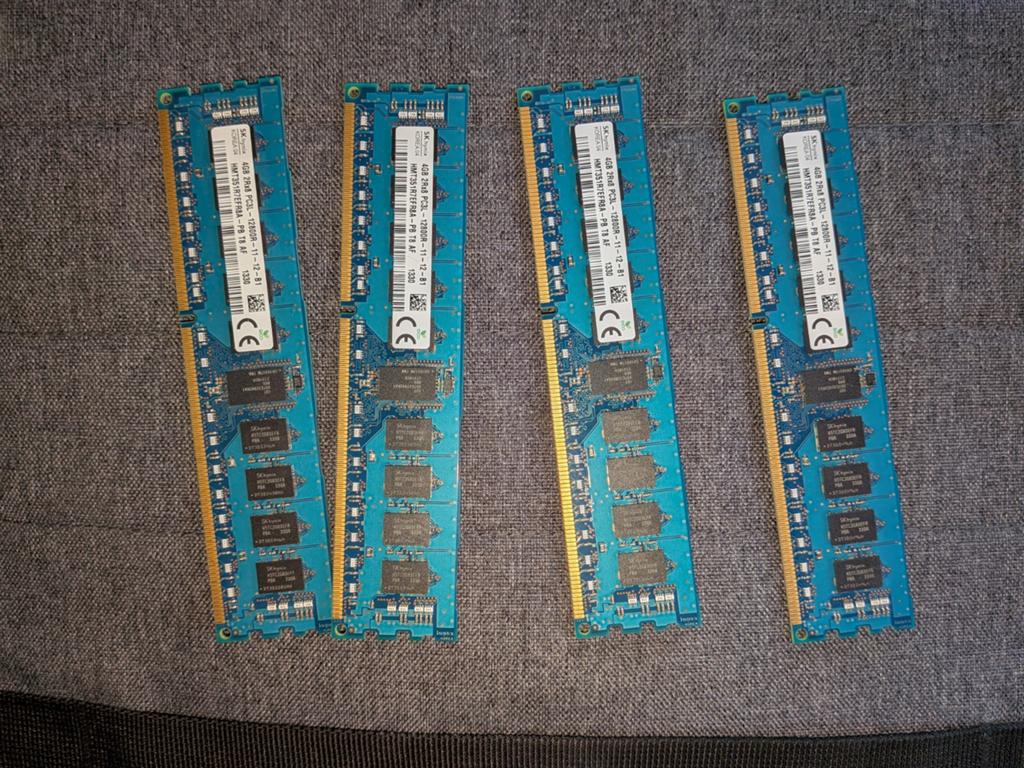 16GB (4x4GB) PC3L-12800R DDR3 ECC Server RAM, Ophalen of Verzenden, Zo goed als nieuw, DDR3, 16 GB