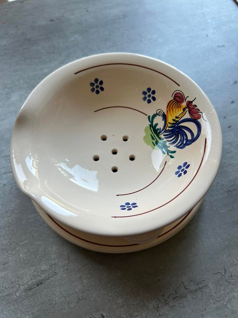 Italiaans brocante fruit set, schaal en bord, porselein, Ophalen of Verzenden