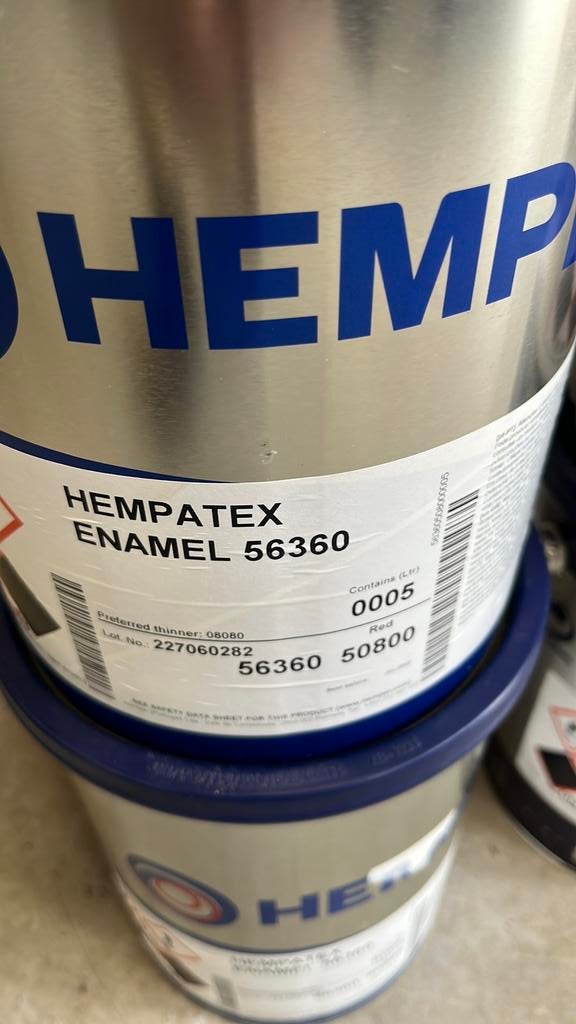 Hempel Hempatex Enamel 56360 rood 50800, Ophalen, 5 tot 10 liter, Nieuw, Lak