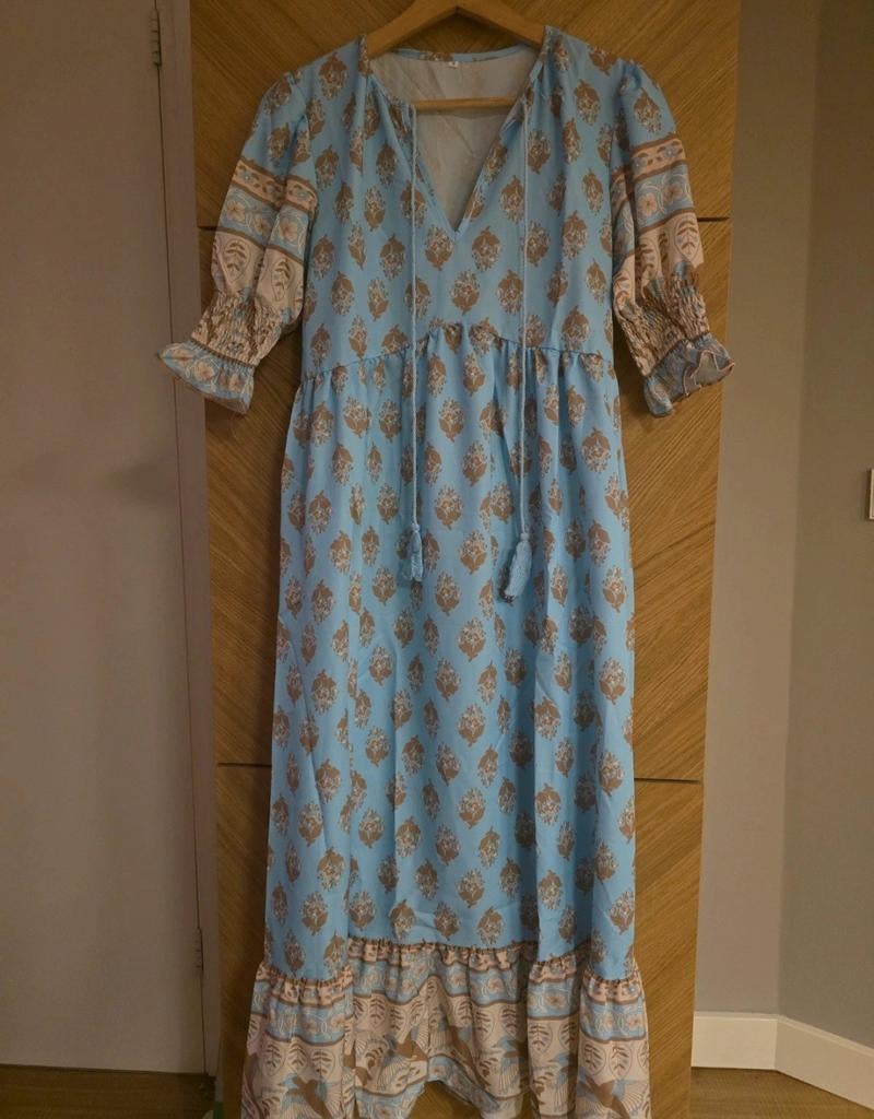 Boho Ibiza Jurk Maat S - Boho Stijl, Kleding | Dames, Jurken, Zo goed als nieuw, Maat 36 (S), Blauw, Onder de knie, Ophalen of Verzenden