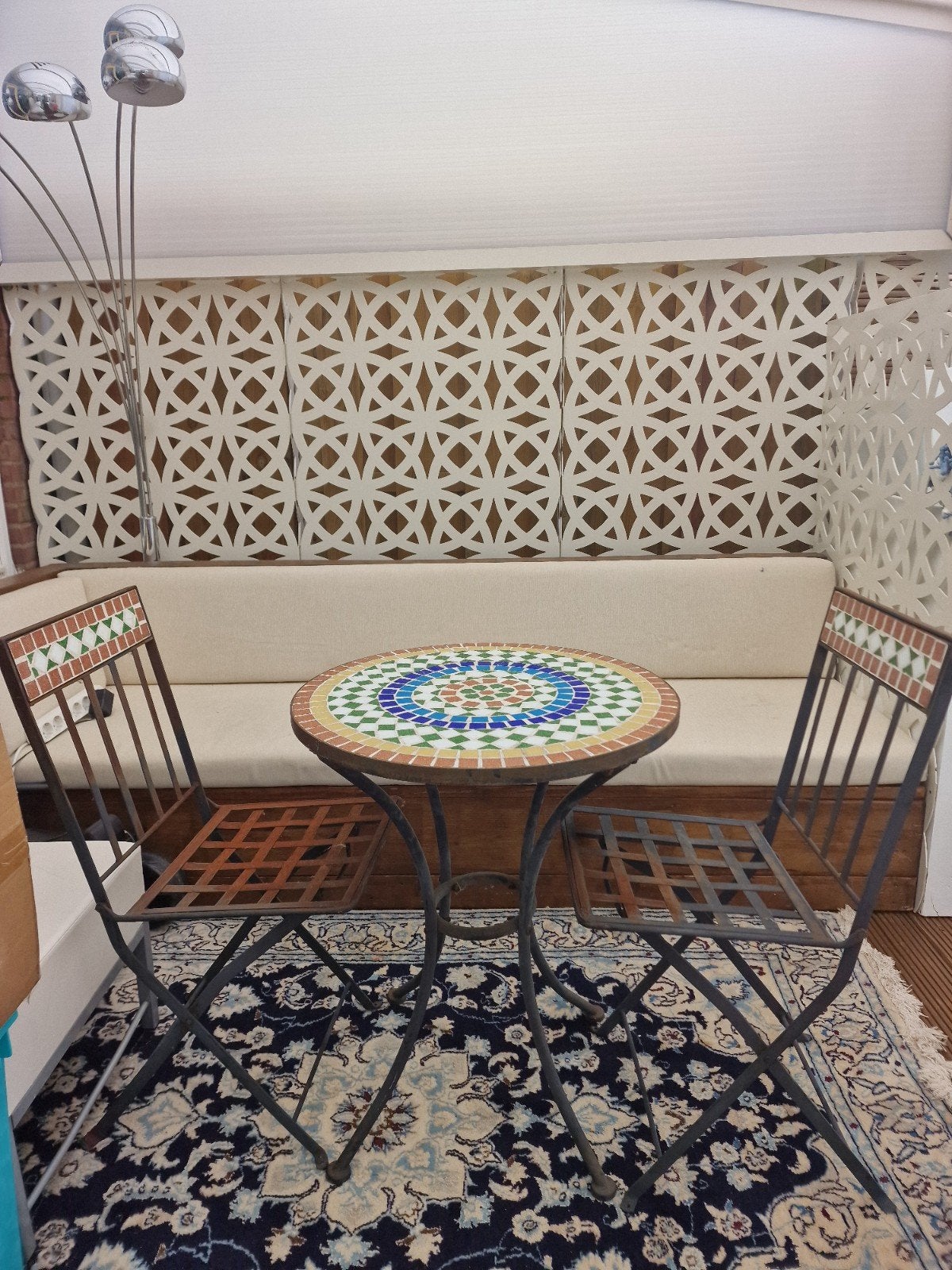 Balkonset met mozaïektafel en 2 stoelen, Ophalen of Verzenden