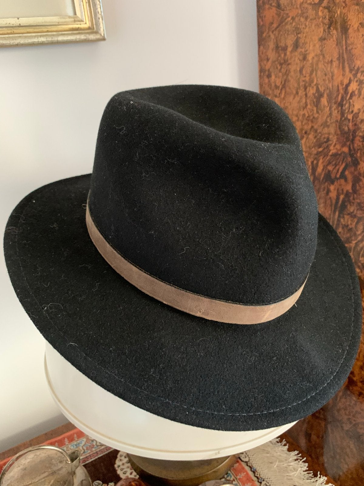 Stetson VitaFelt Hoed - Zwart, Waterafstotend, 100% Wol, Ophalen of Verzenden, Zo goed als nieuw, 57 cm (M, 7⅛ inch) of minder