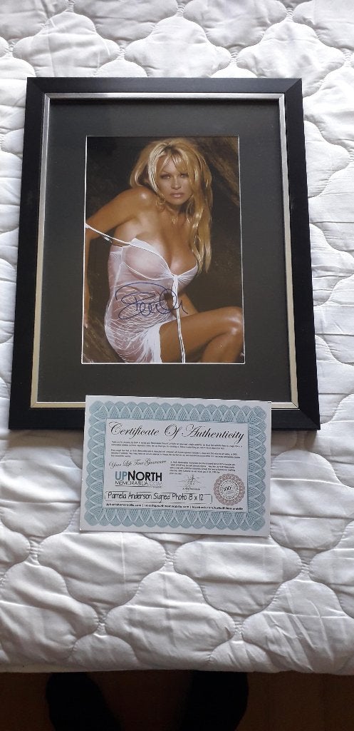 pamela anderson gesigneerde foto in lijst, Ophalen of Verzenden, Zo goed als nieuw, Film, Foto of Kaart