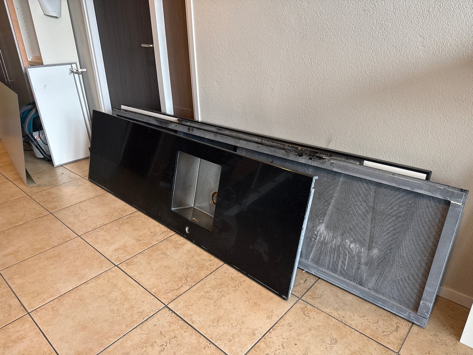 Granieten Werkblad Galaxy Zwart met Glinster Effect (4 Delen, Huis en Inrichting, Ophalen, Katwijk, Gebruikt, Zwart